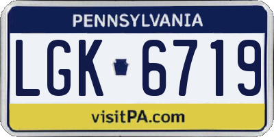 PA license plate LGK6719