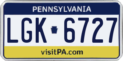 PA license plate LGK6727