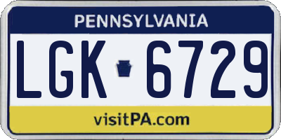 PA license plate LGK6729