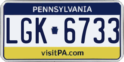 PA license plate LGK6733