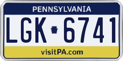 PA license plate LGK6741