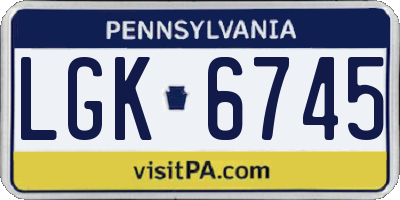PA license plate LGK6745