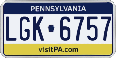 PA license plate LGK6757