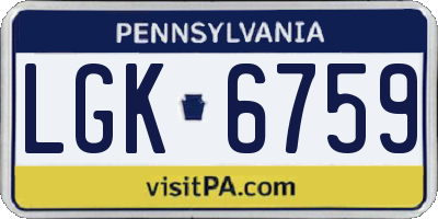 PA license plate LGK6759