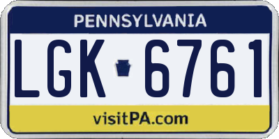 PA license plate LGK6761