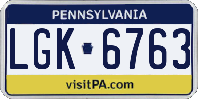 PA license plate LGK6763