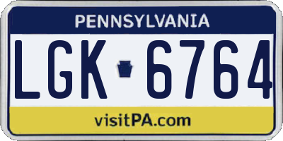 PA license plate LGK6764