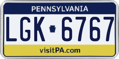 PA license plate LGK6767