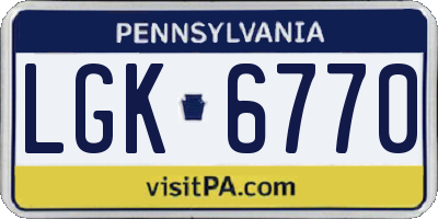 PA license plate LGK6770