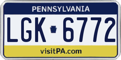 PA license plate LGK6772