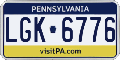 PA license plate LGK6776