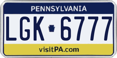 PA license plate LGK6777