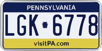 PA license plate LGK6778