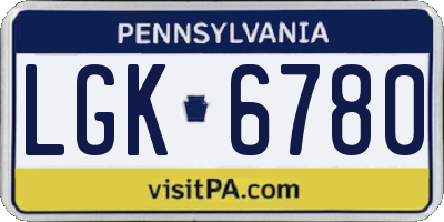 PA license plate LGK6780