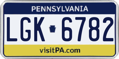 PA license plate LGK6782
