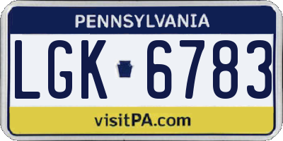 PA license plate LGK6783