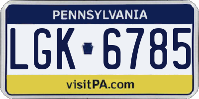 PA license plate LGK6785