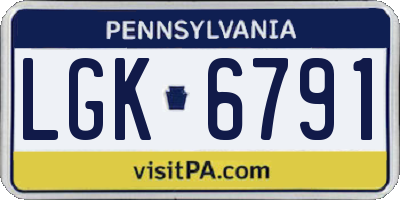 PA license plate LGK6791