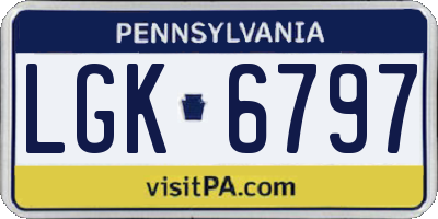 PA license plate LGK6797