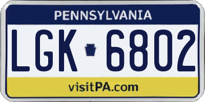 PA license plate LGK6802