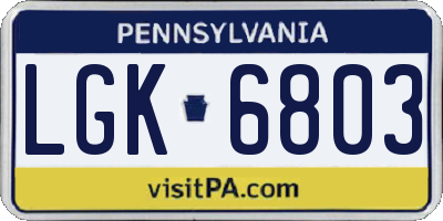 PA license plate LGK6803