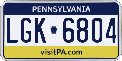 PA license plate LGK6804