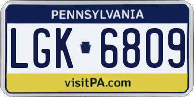 PA license plate LGK6809
