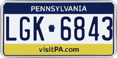 PA license plate LGK6843