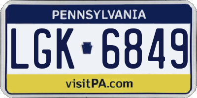 PA license plate LGK6849