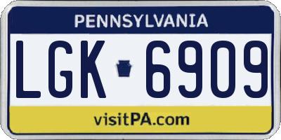 PA license plate LGK6909