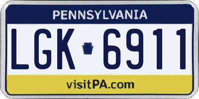 PA license plate LGK6911