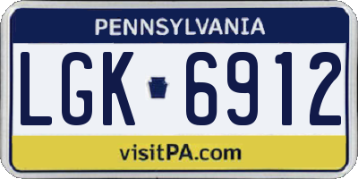 PA license plate LGK6912