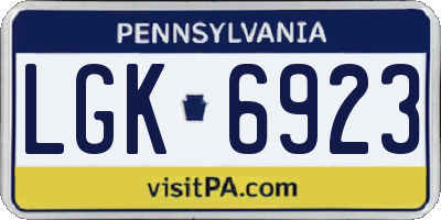 PA license plate LGK6923
