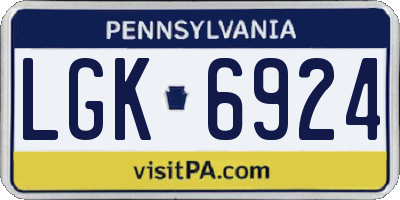 PA license plate LGK6924