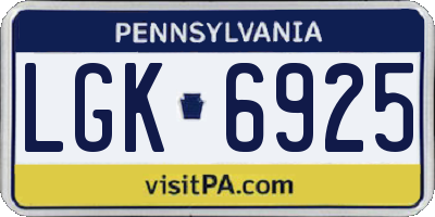 PA license plate LGK6925