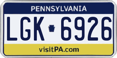 PA license plate LGK6926