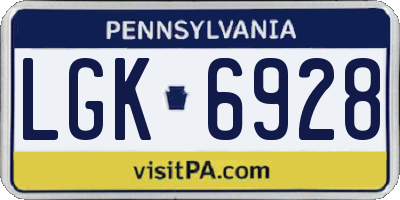 PA license plate LGK6928