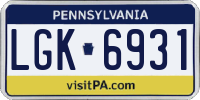 PA license plate LGK6931