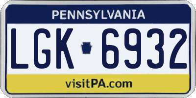 PA license plate LGK6932