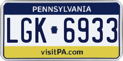 PA license plate LGK6933