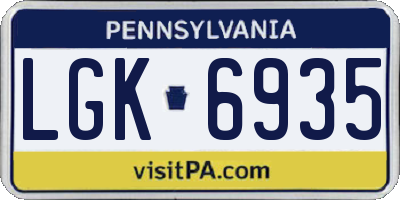 PA license plate LGK6935