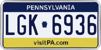 PA license plate LGK6936