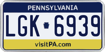 PA license plate LGK6939