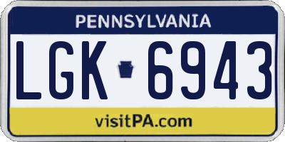 PA license plate LGK6943