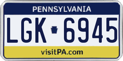 PA license plate LGK6945