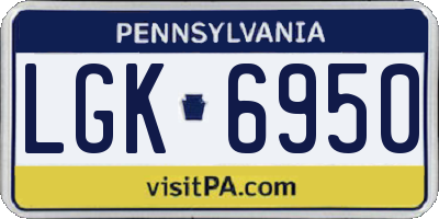 PA license plate LGK6950