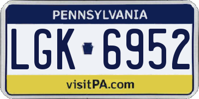 PA license plate LGK6952