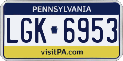 PA license plate LGK6953