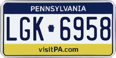 PA license plate LGK6958