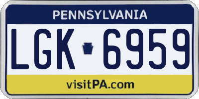 PA license plate LGK6959